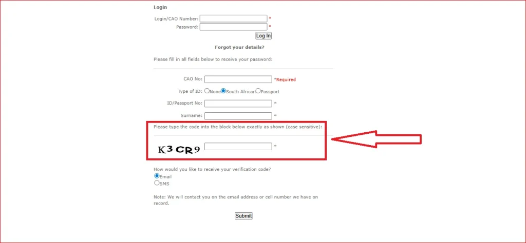CAO Reset Password