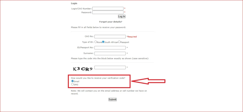 CAO Reset Password